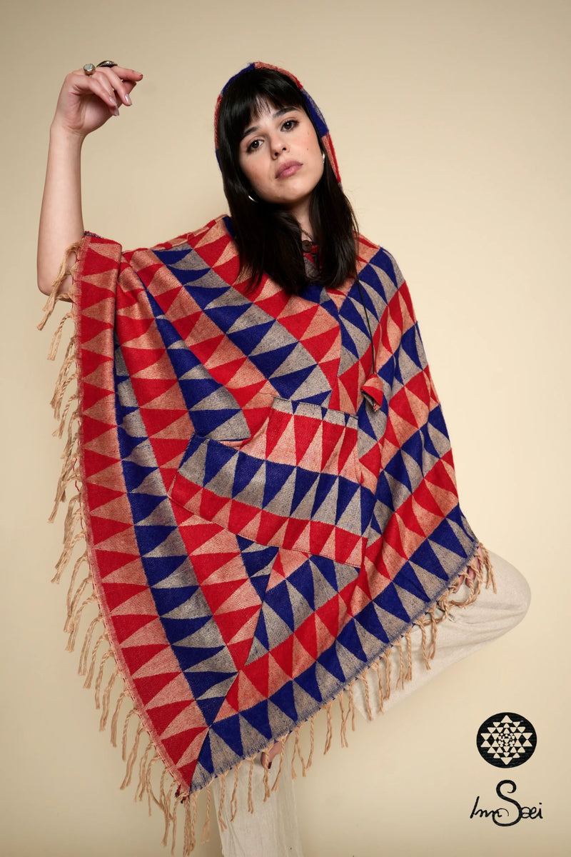Multicolored Wool Poncho