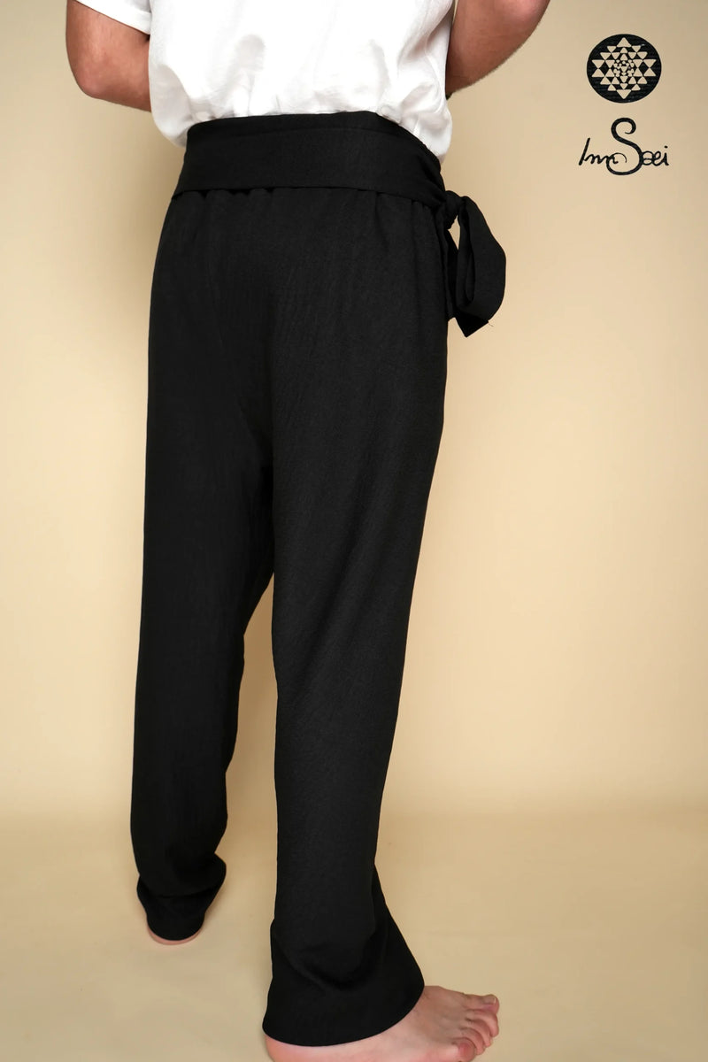 Mystic Black Tied Linen Harem Pants