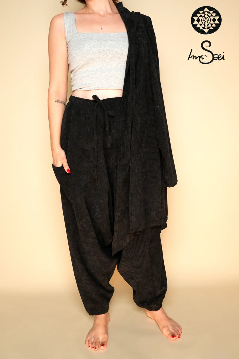 Velvet Hooded Black V. Cardigan