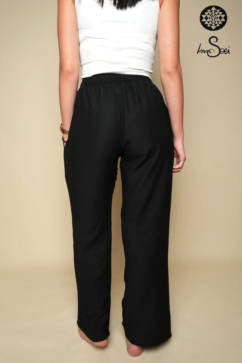 Black Linen Wide Leg Pants