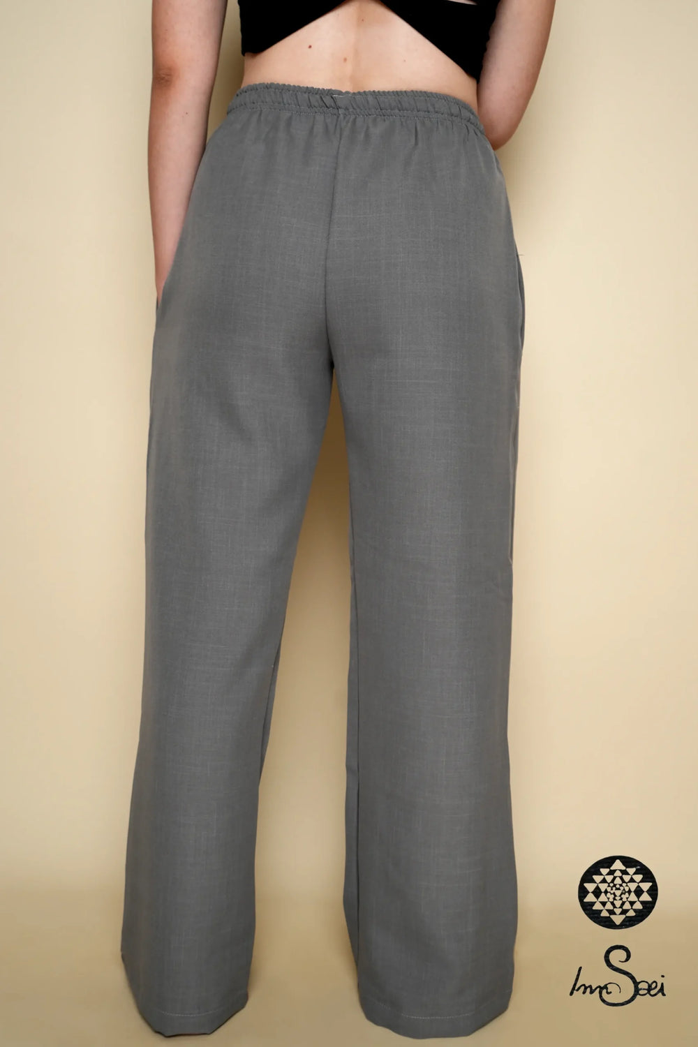Gabardine Pants Wide Leg Light Grey