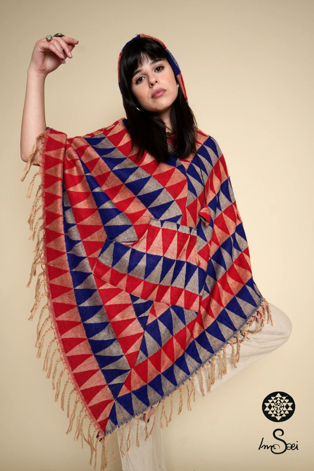 Multicolored Wool Poncho