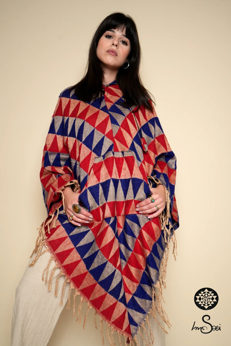 Multicolored Wool Poncho