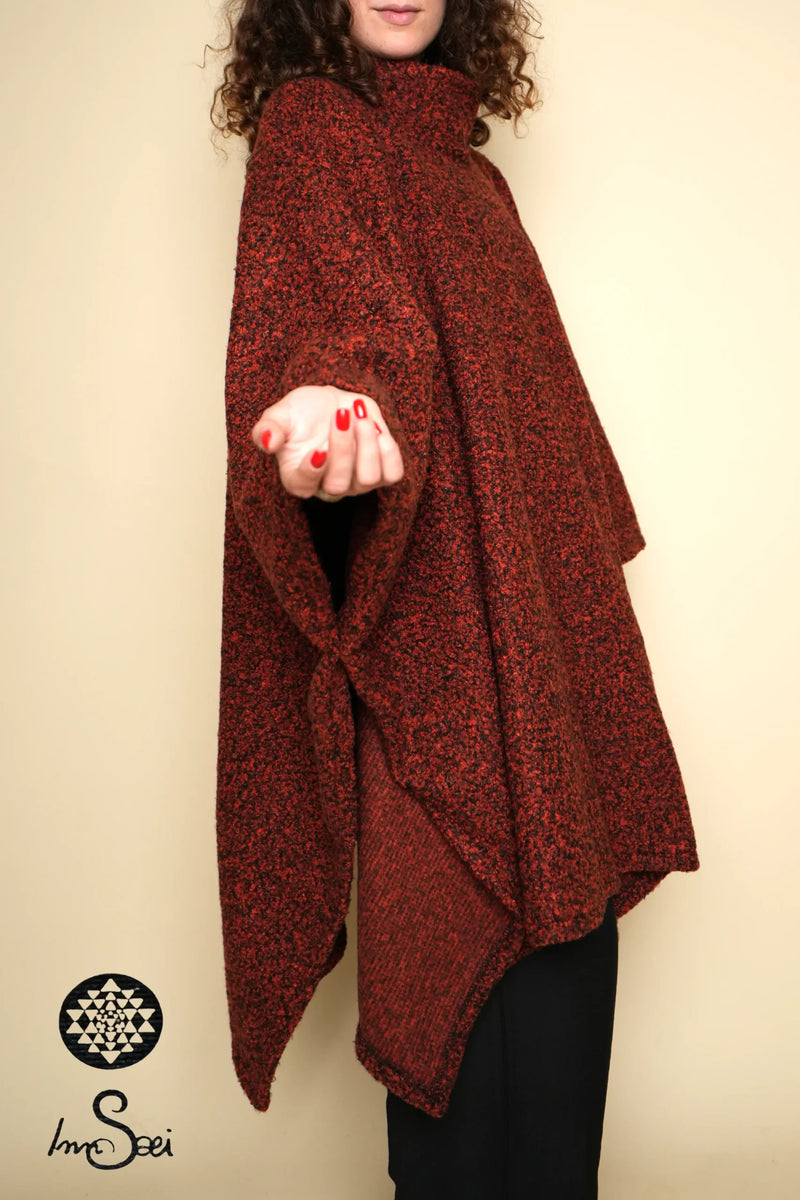 Bordeaux High Neck Poncho
