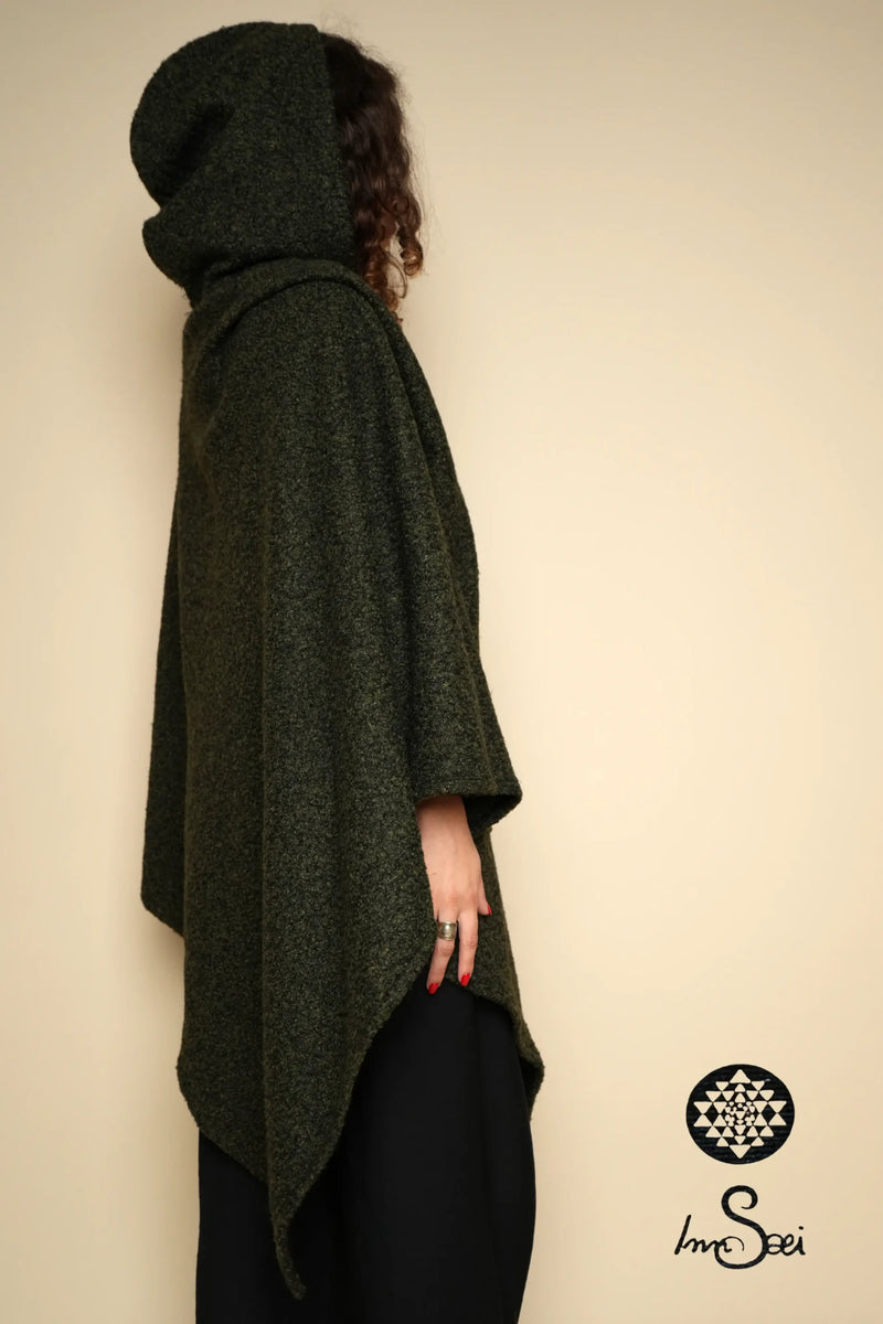 Olive V Poncho Cotton