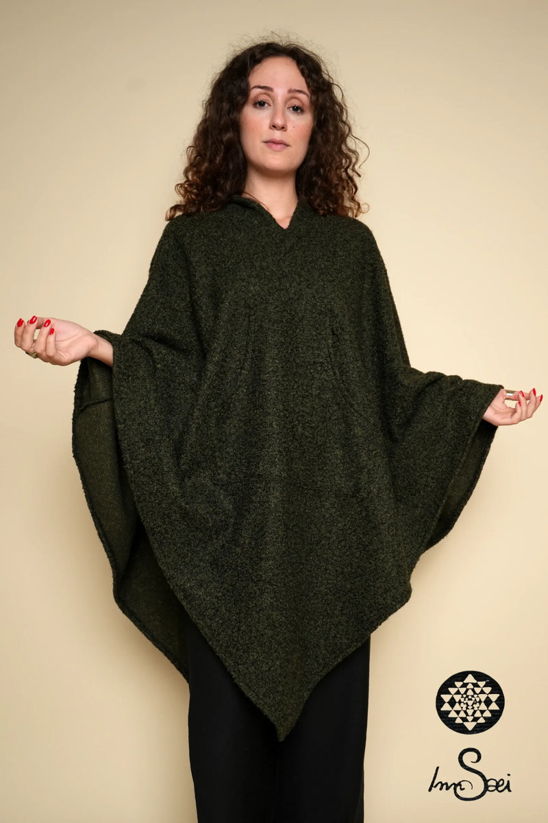 Olive V Poncho Cotton