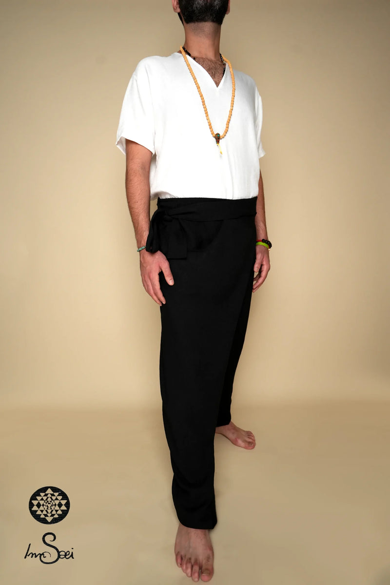 Mystic Black Tied Linen Harem Pants