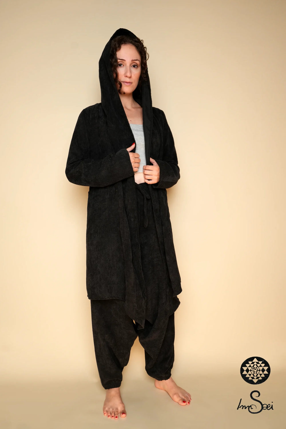 Velvet Hooded Black V. Cardigan