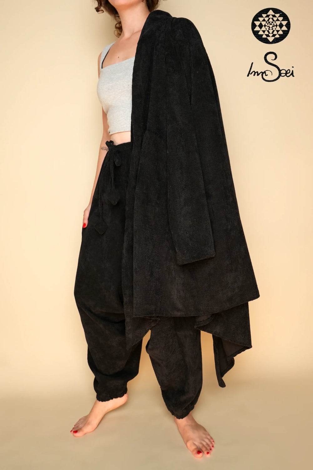 Velvet Hooded Black V. Cardigan