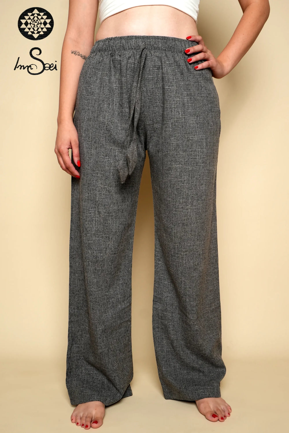 Grey Linen M.wns Pants