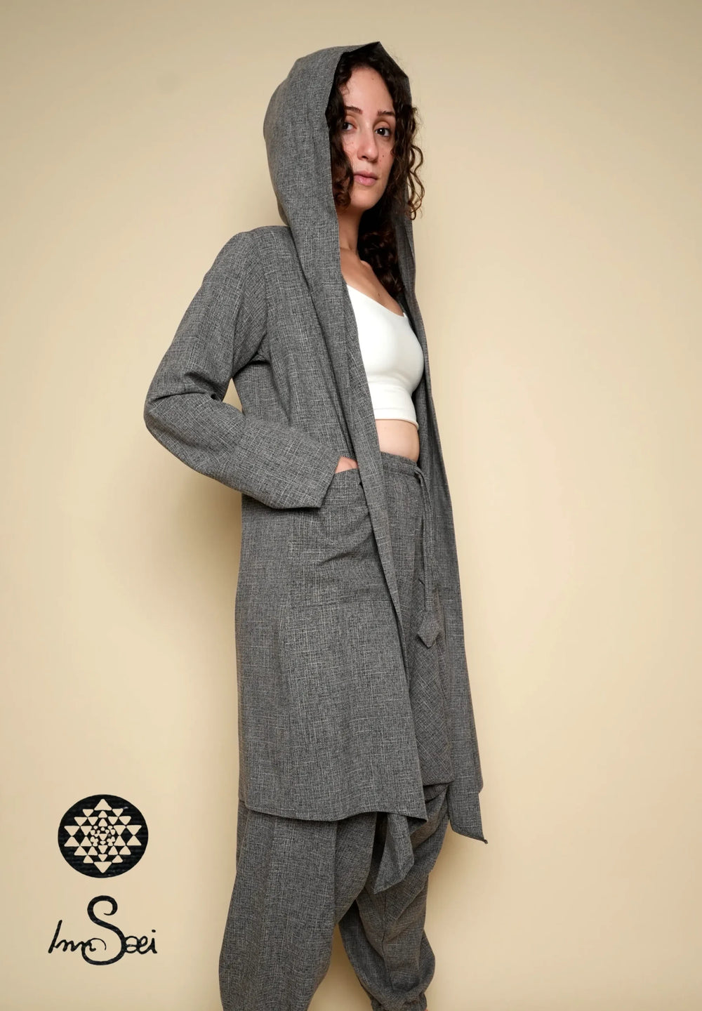 Grey Linen M.wns V. Cardigan