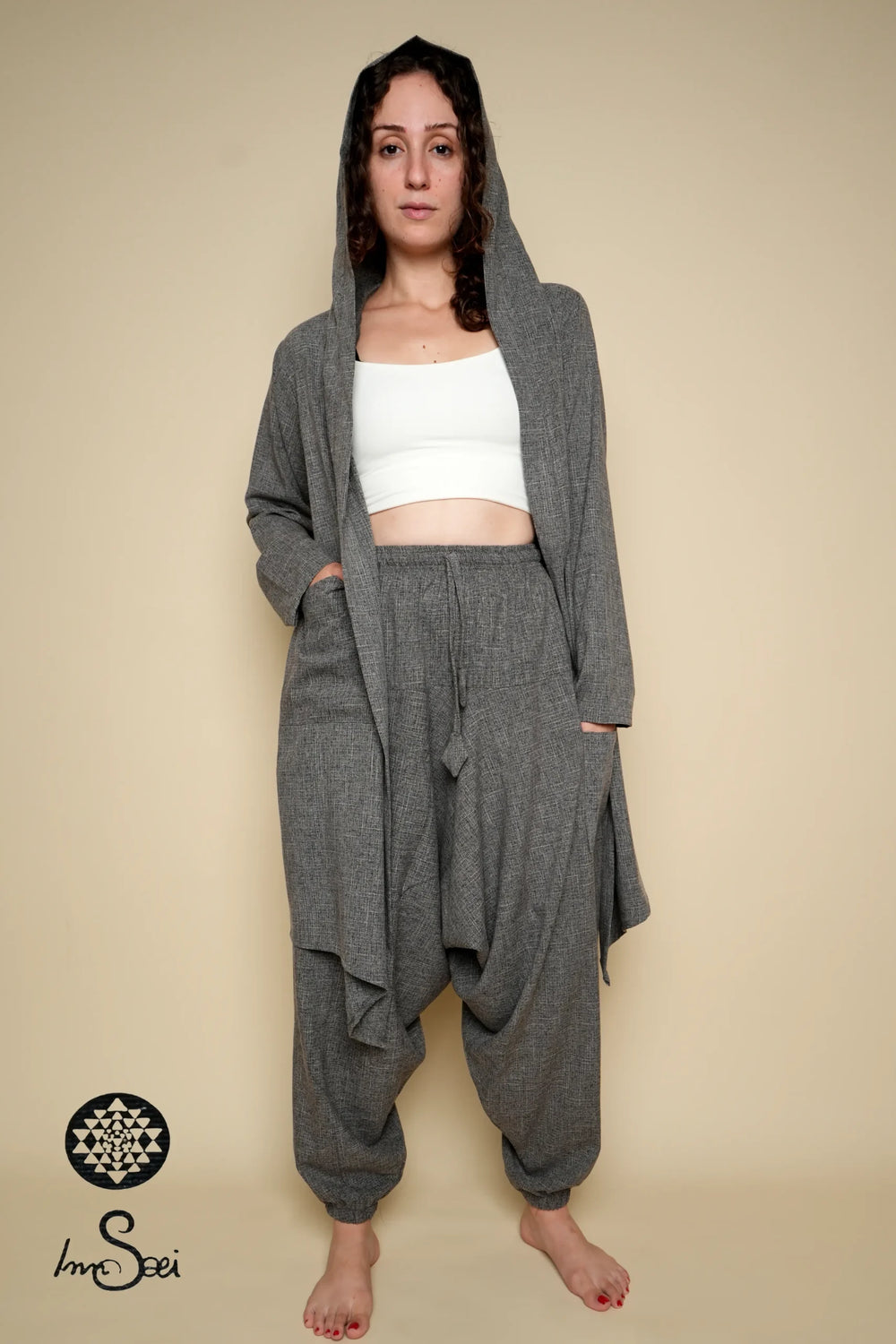 Grey Linen M.wns V. Cardigan