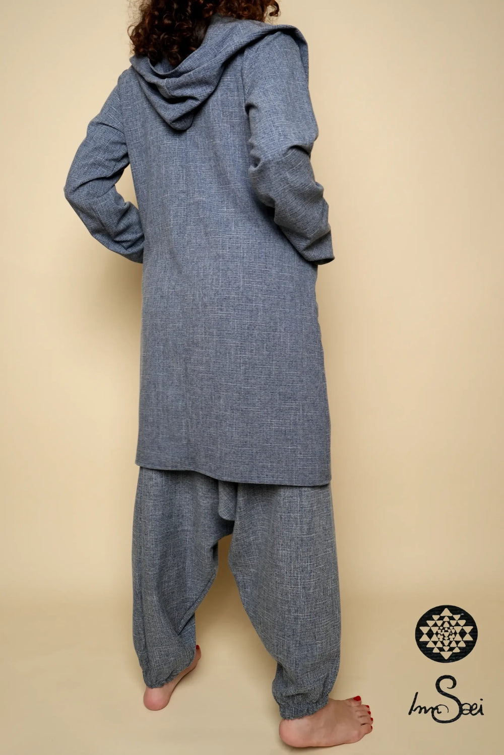 Linen M.wns Blue V-Cardigan