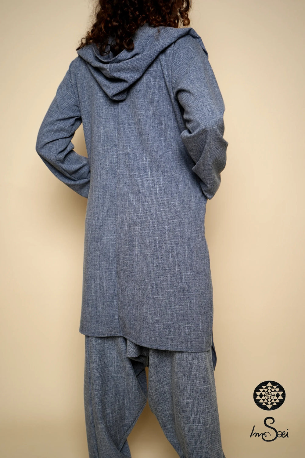 Linen M.wns Blue V-Cardigan