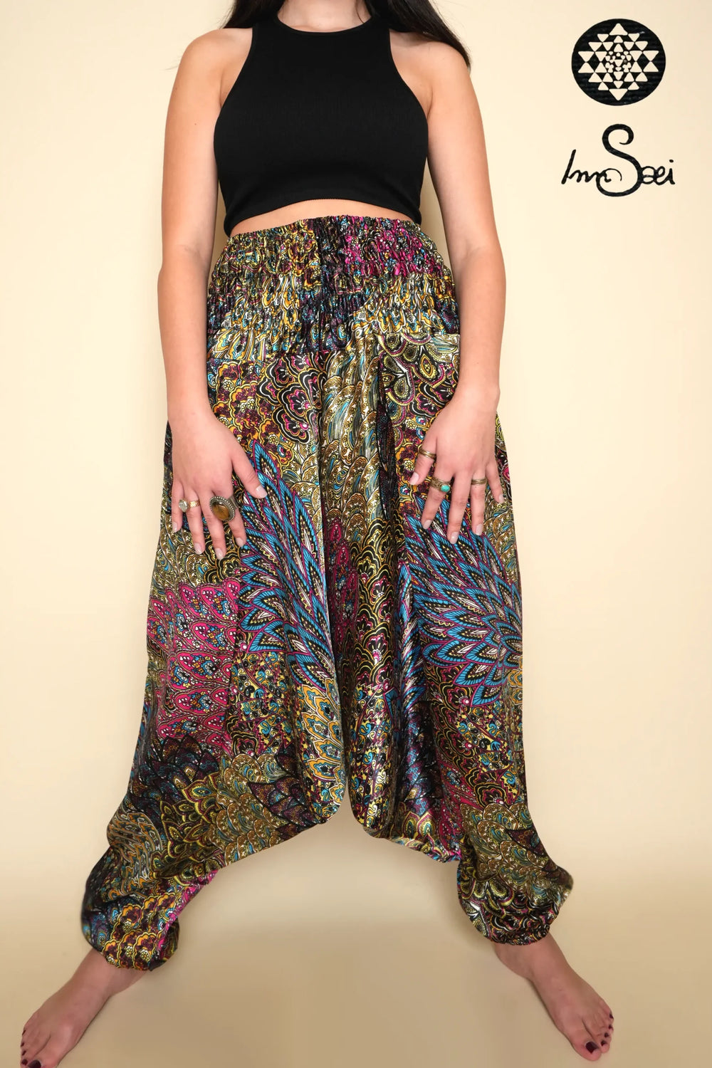 Vibrant Silk Printed Harem Pants