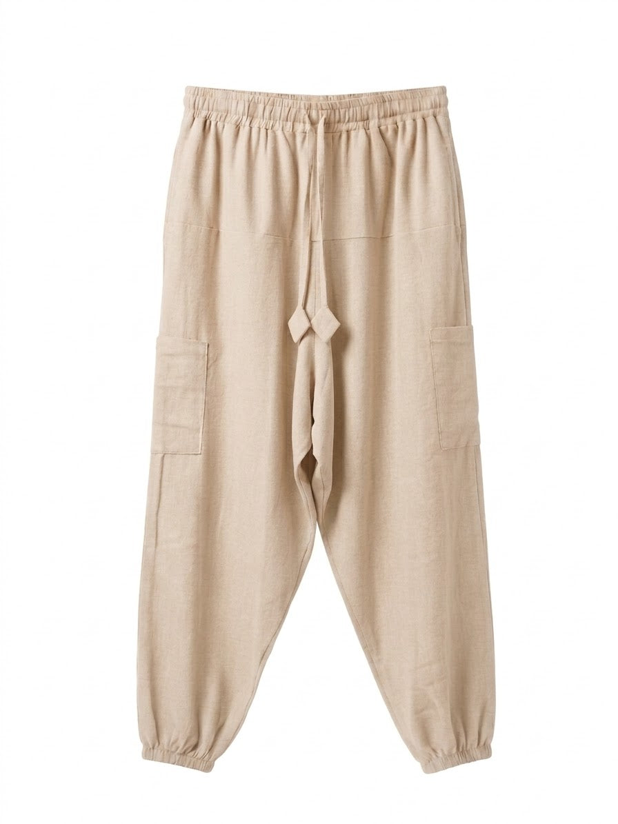 Linen-Cotton Harem Pants