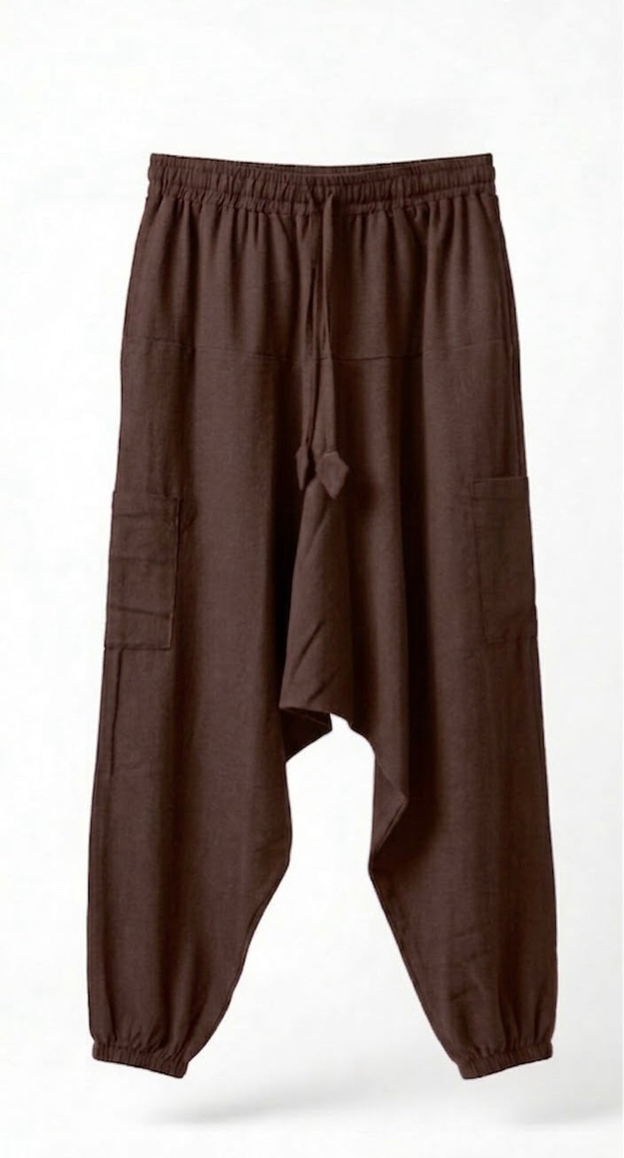 Linen-Cotton Harem Pants