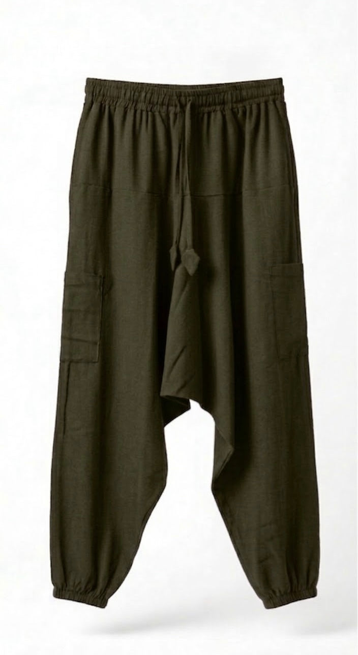 Linen-Cotton Harem Pants