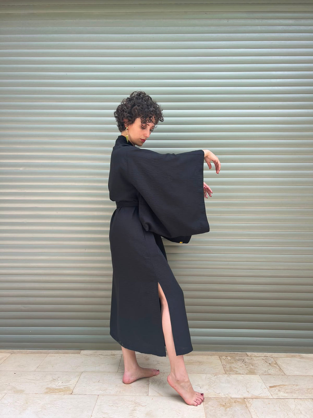 Linen Black Kimono