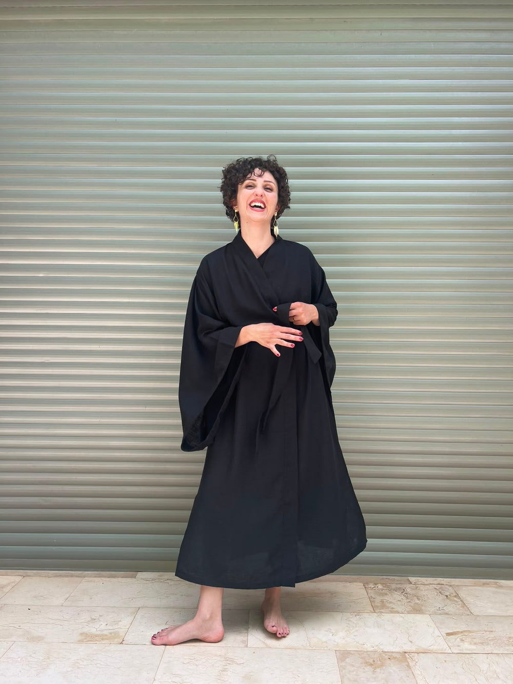 Linen Black Kimono