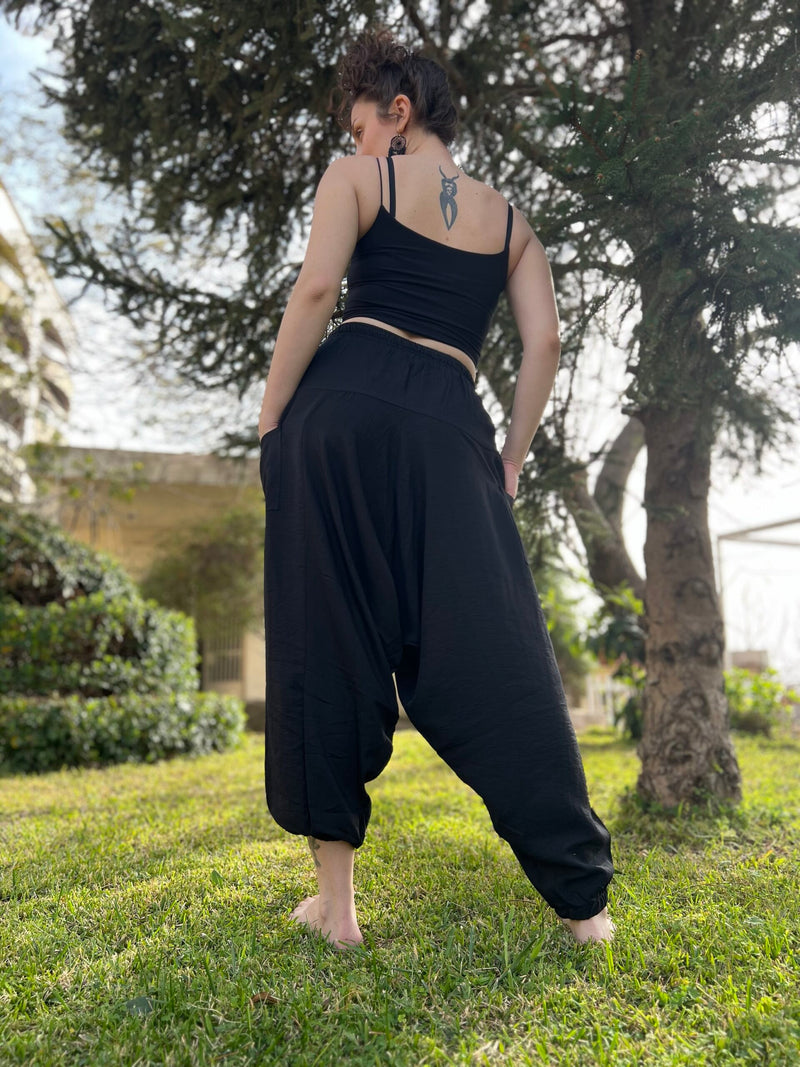Black Linen unisex Harem Pants